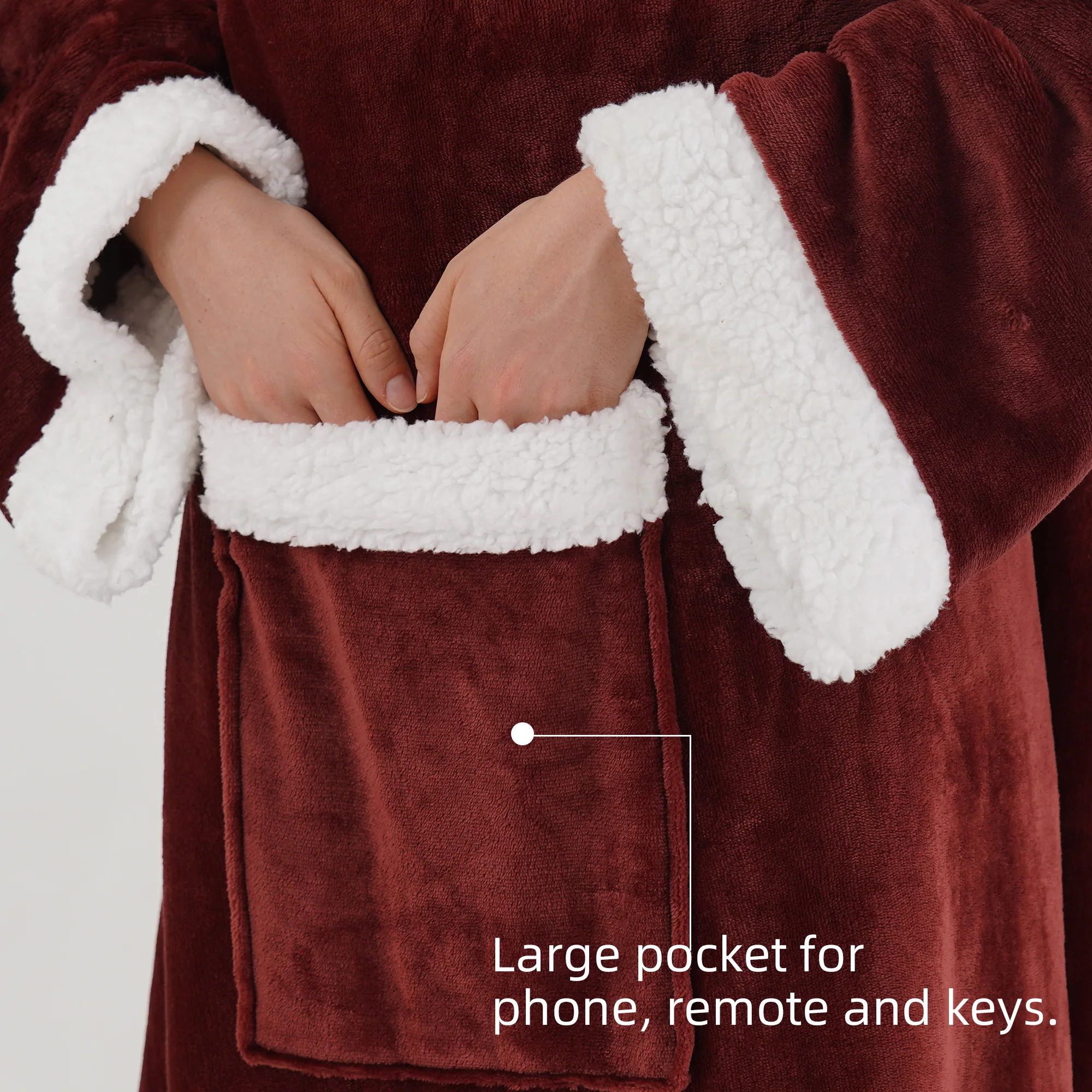 OEM & ODM Фланелевое плетеное длинное одеяло с капюшоном удобное одеяло с рукавами оверсайз зимнее ТВ одеяло Шерпа флис