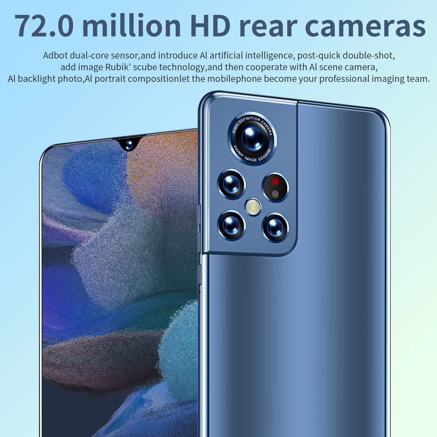 XINZY  OEM  5G  New Design S22 U smartphone 6.9 HD Full Screen 16+512GB Dual SIM SmartPhone 6800mAh Android Mobile Phone