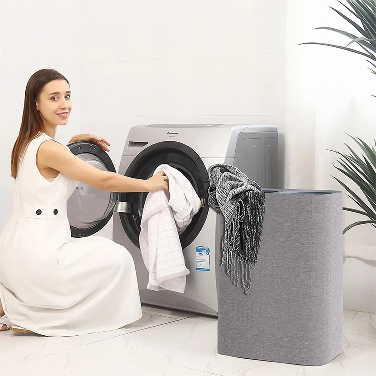 Simple Washing Room Fabric Laundry Basket with Removable Lid