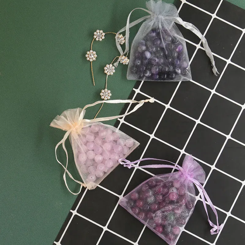 small pink custom organza gift bags logo 4*6in wholesale party pouch