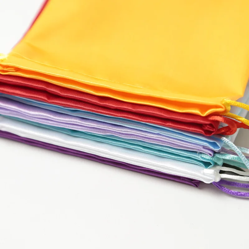 Custom Recyclable Jewelry Satin Pouch Packing Bag with LOGO cloth silk drawstring Gift Bags Hair Extension Packing