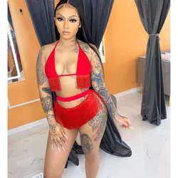 New Arrival Beach Wear Women Swimwear Sexy Bathing Suit Swimsuit 2 Piece Fringe Micro Bikini Set 2022