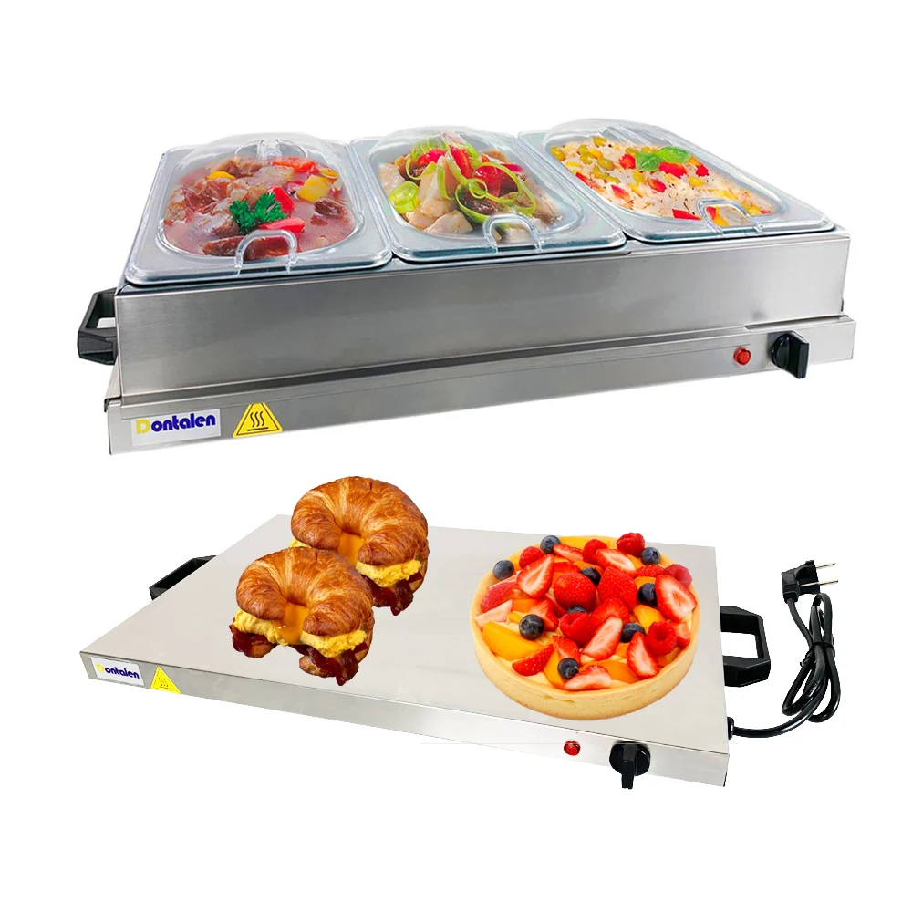 Portable Electric Food Warming Tray Stainless Steel Electric Food Warmer Food Server Buffet Set For Home Use Big Large Capacity
