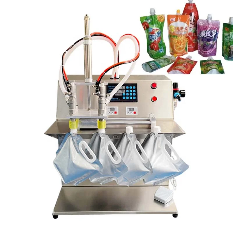 Semi Automatic Double Nozzles Liquid Water Spout Pouch Bag Filling Machine 5L Stand Up Nozzle Bag Filler and Sealer
