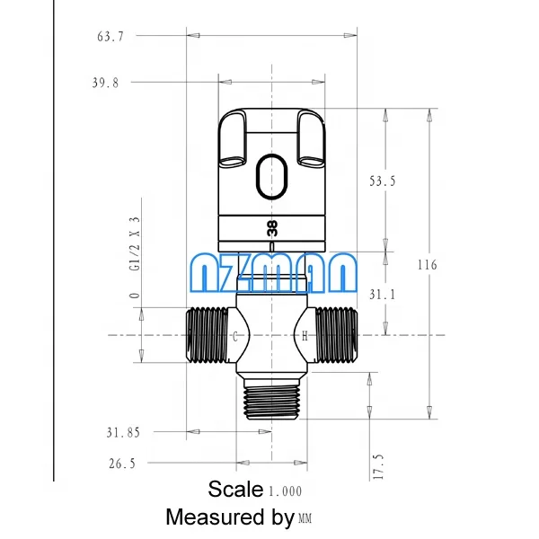 3 Way 1/2 Inch Temperature Control Faucet Shower Valve, hot cold mixing valve for Shower, DN15 Thermostatic Mixing Shower Valve