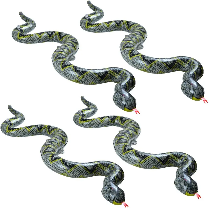 6 Pack Inflatable Animal Float Toy Chilling Mottled Yellow Dark Grey Snake Prank Decoration  100cm  /52*41 cm