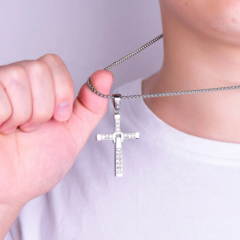 New hip-hop personality fashion cross stainless steel necklace accessories for men and women