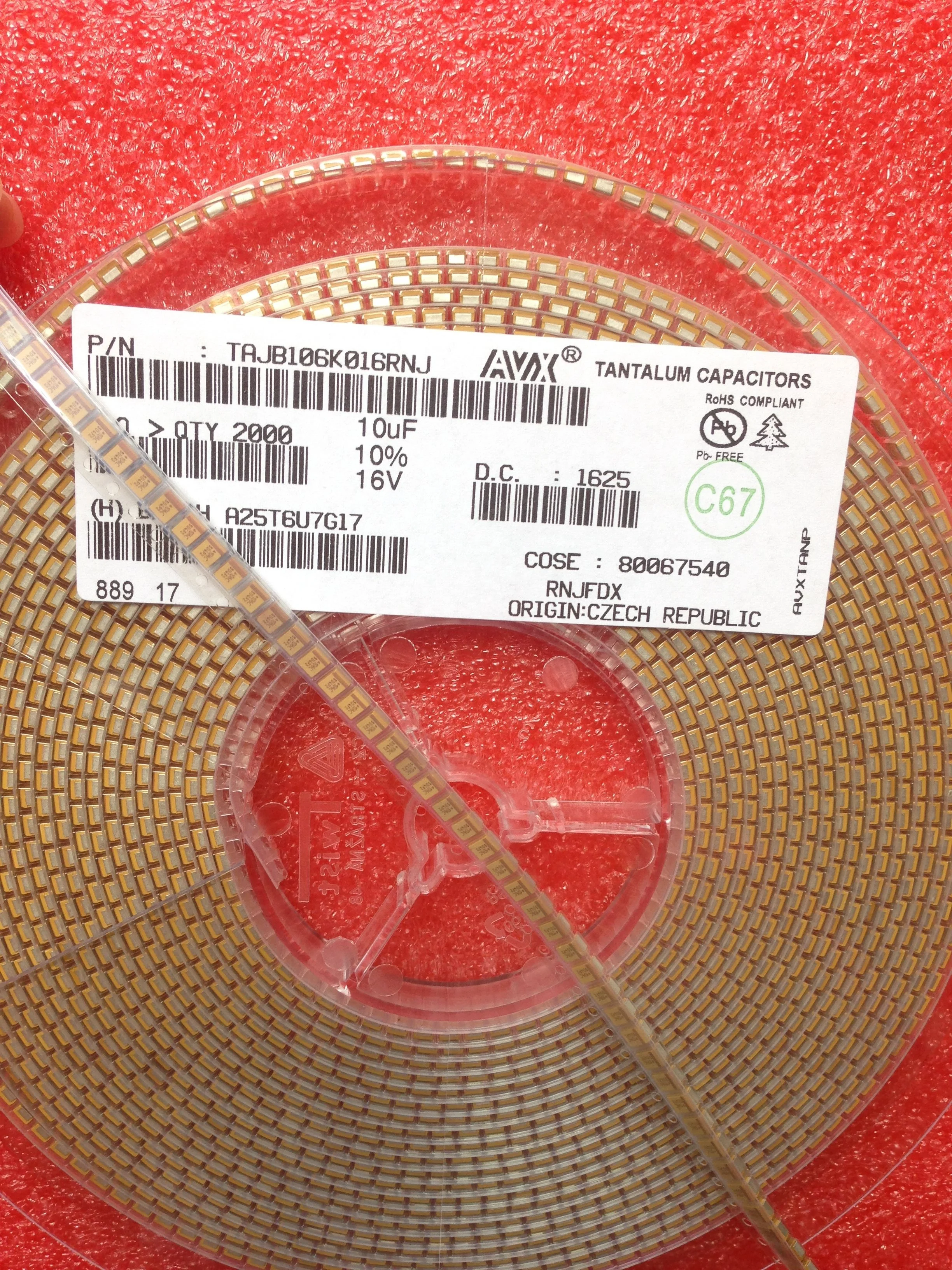 TAJB106K016RNJ new original Tantalum Capacitors 10uF 16V B CASE 10% (3.5 X 2.8 X 1.9mm) Inward L SMD 3528-21 2.8 Ohm 125C T/R