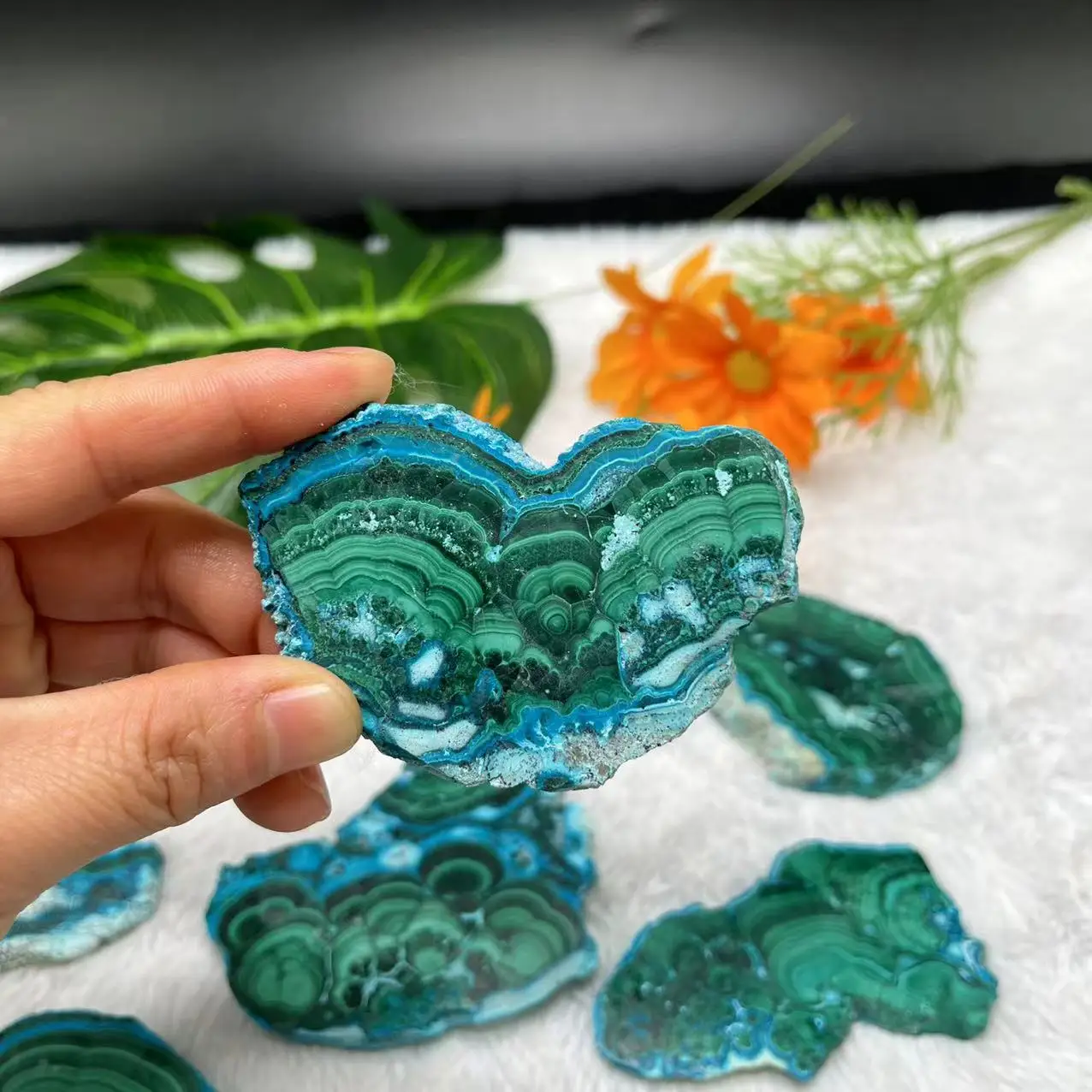 Bulk Wholesale Natural Green Malachite Slab Malachite Rough Stone Freeform Crystals Quartz Slice