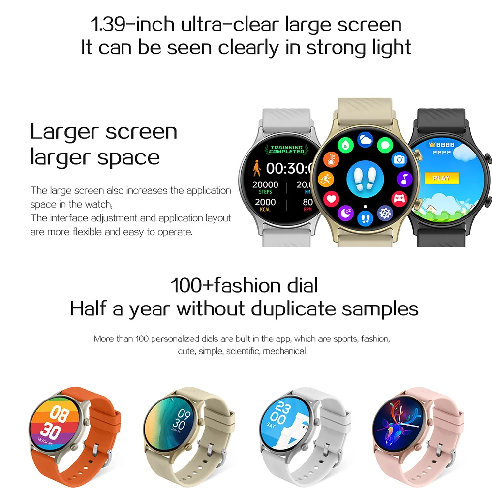 Zl73e Smart Watch 1.39 Inch Round Dial 123 Sports answer call phone Heart Rate Monitor Fashion Smart watch