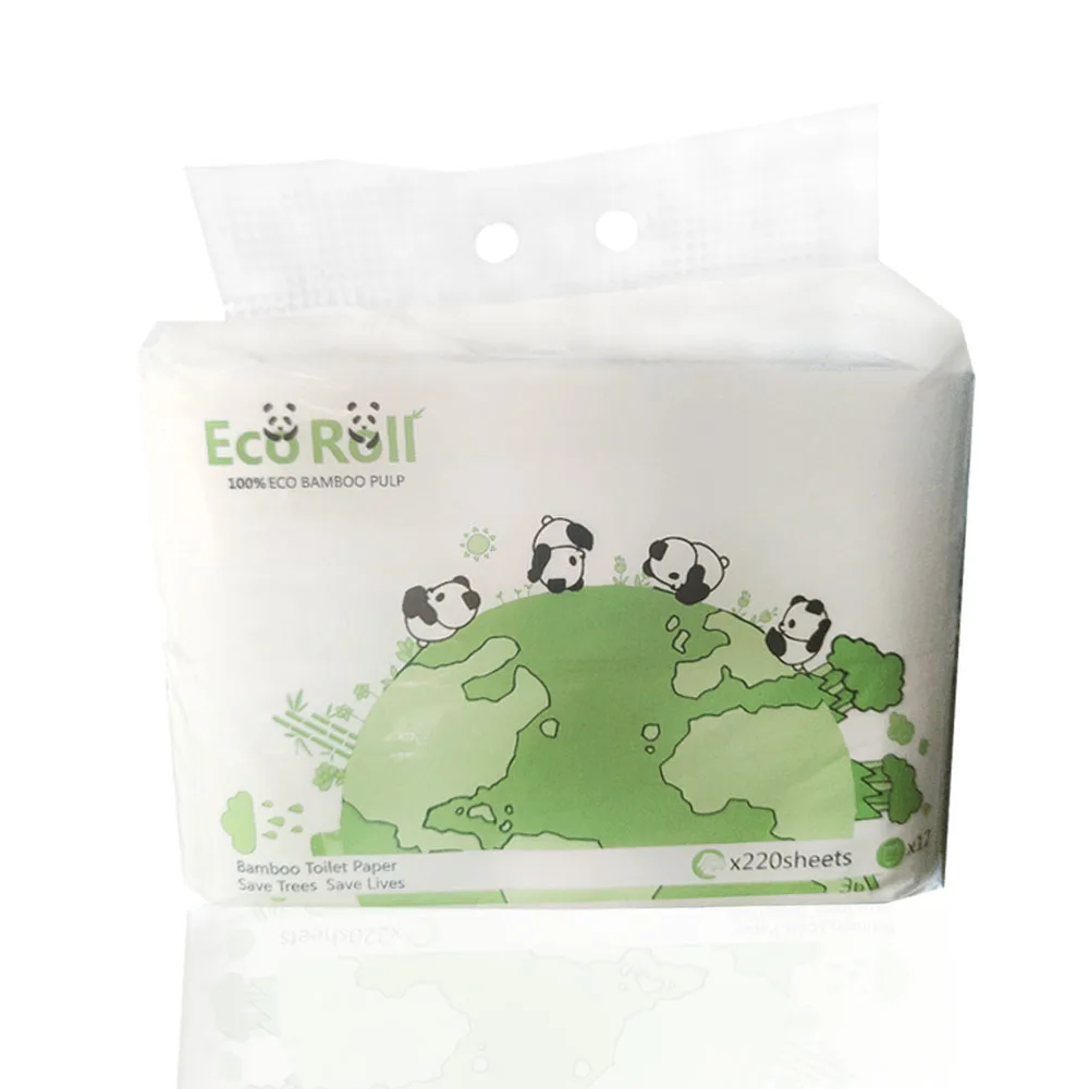 
ECO Roll Wholesale Bamboo Pulp Toilet Tissue Paper Roll White 12 rolls of Toilet Tissue Paper 