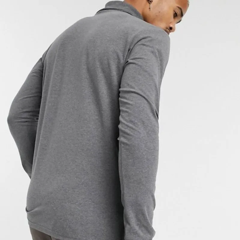 
jersey roll necked in gray full sleeve t shirt for men 