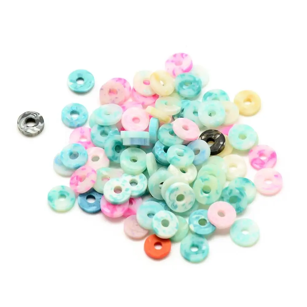 Pandahall Mixed Color 5mm Polymer Clay Disc Spacers Beads