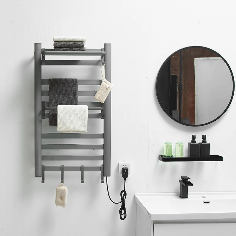 2024 Nordic Style Ladder Aluminium Wall Mounted Smart Bathroom Electric Radiator Dryer Heated Towel Rail With Thermostat