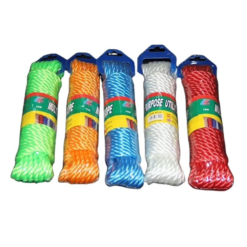 Plastic multi colors clothes line rope braided 6mm rope