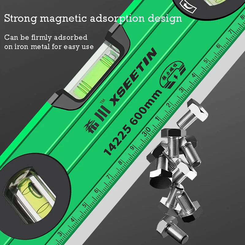 Strong magnetic level ruler high precision flat water ruler small aluminum alloy solid anti-fall balance instrument tool home