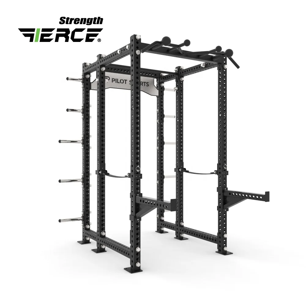 Gym Equipment 6 Post Power Rack Power Cage With Multi-Grip Pull Up Bar And Weight Plate Pin Attachment
