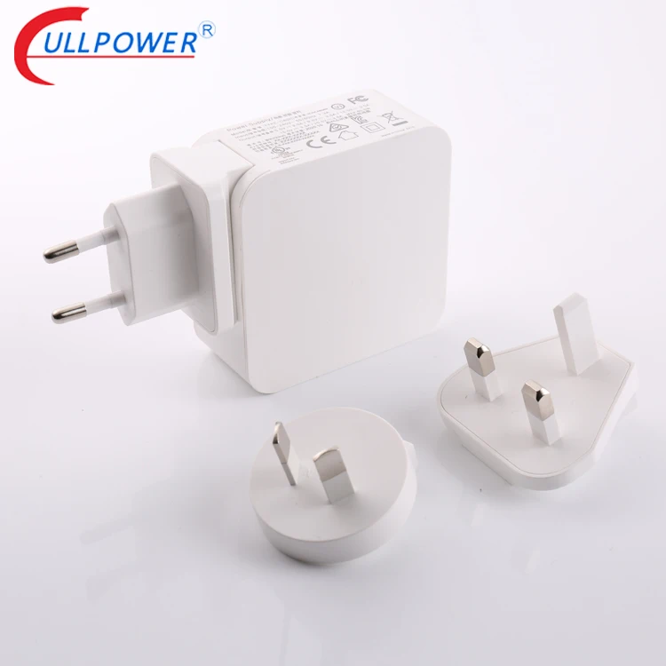 45W Type c charger pd adapter changing ac plug us eu uk kr cn jp India plug pd emarker function with pse kc rohs certification
