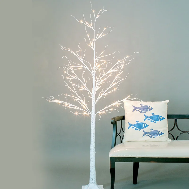 Wholesale Christmas yard decoration outdoor decoration led white palm Birch tree led lights artificial tree lights