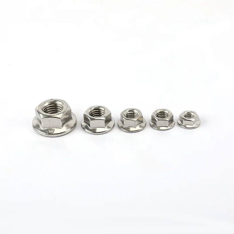 DIN6923 Standard Stainless Steel Serrated Flange Hexagon Lock Thread Nuts for Equipment Flange Wheel Hex Coupling Nuts