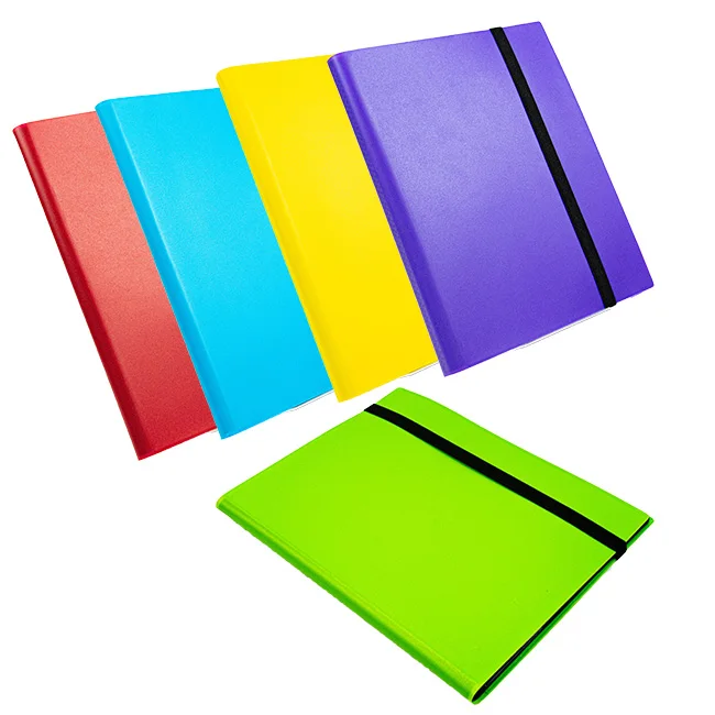 Multiple Colors PP Plastic Trading Game Card Binder with Black Strap 360 Side Loading Album Book for Kids Organization