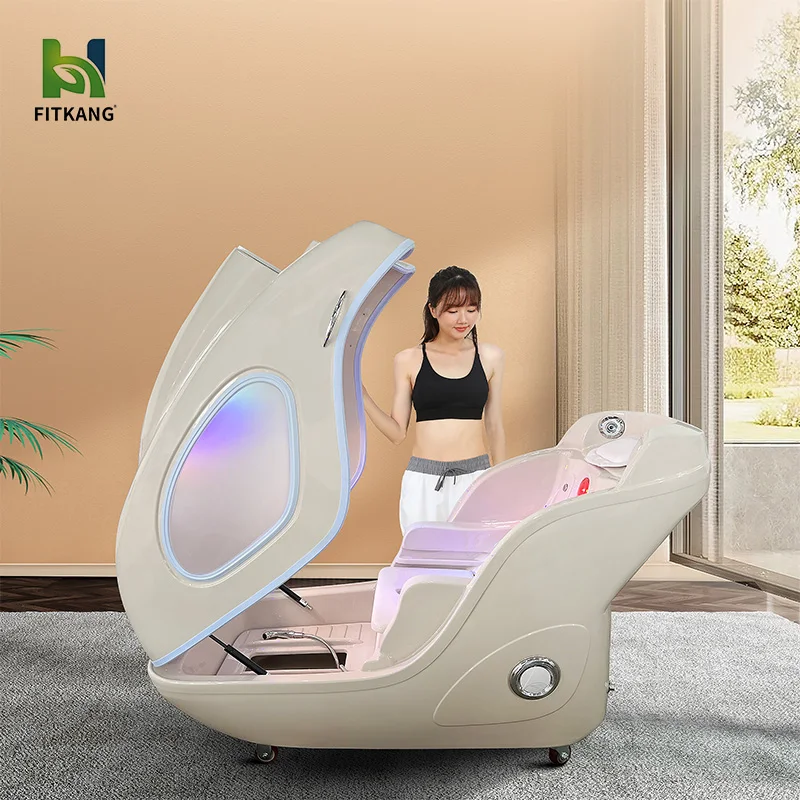 Huikang led light ozone sauna spa capsule saun infrared spa sitting steam capsule whitening with soaking