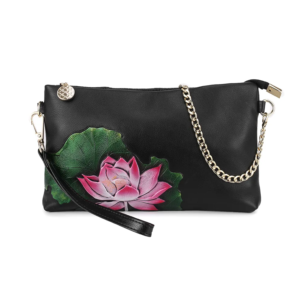 Matching Hand And Heel Genuine Cowhide Leather Oem Manufacturer Clutch Bag For Women Wedding 2022