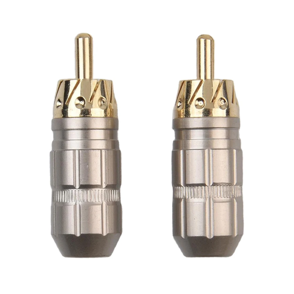 Custom High End Gold Plated Car Speaker Audio Cable Connector Metal RCA Plug  3.5 mm Jack Plug to 3 Male RCA Plug