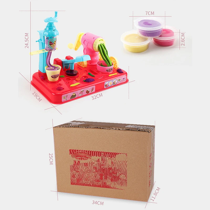
2021 Kids Kitchen Toy Set Pretending Cooking Game Play Set Color Clay Plastic Noodles Making Machine Simulated Toy Set Wholesale 