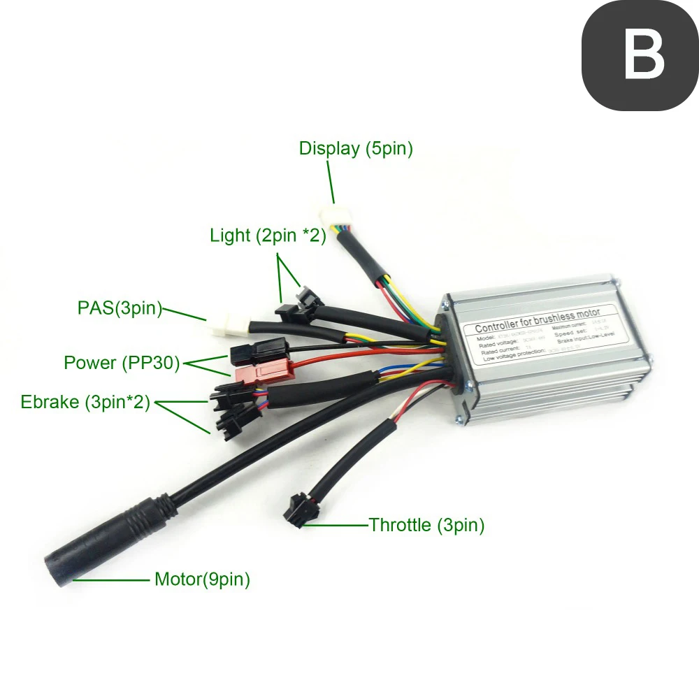 Greenpedel KT 36V 48V 14A 250W 350W Controller Dual Mode Hall Sensor LED880 Display Meter PAS Set