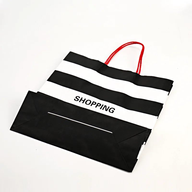 Wholesale  Square Bottom Handbag Simple Fashion Gift  Wedding Cosmetic White Kraft Shape Package Paper Bags With Handles