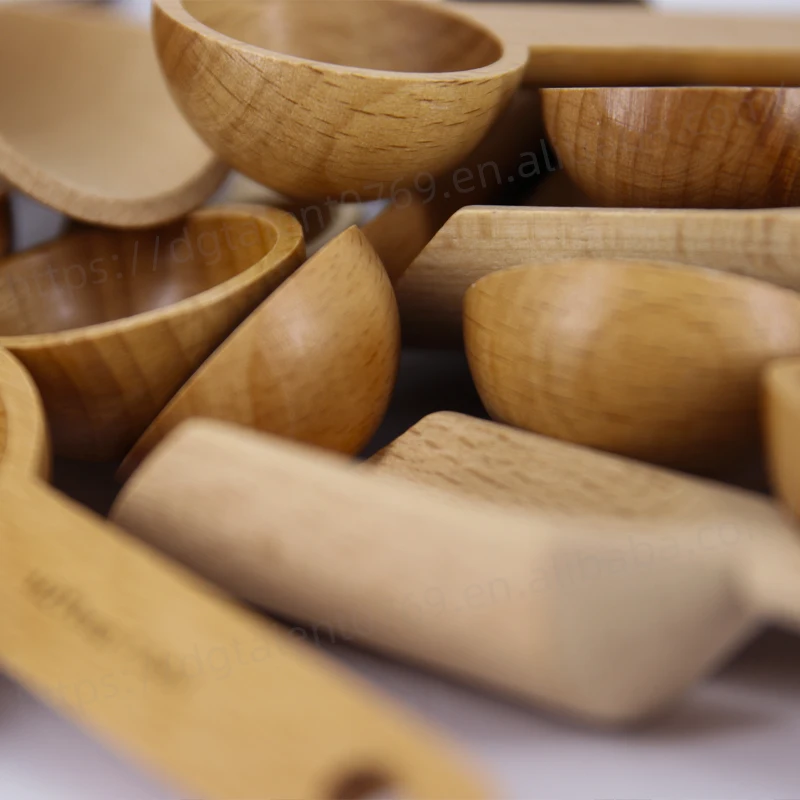 Tailai 2024 Natural Beech Wood Spoon 2-In-1 Bags Measuring Spoon Wood Coffee Scoop with Bag Clip with Good Quality for Kitchen