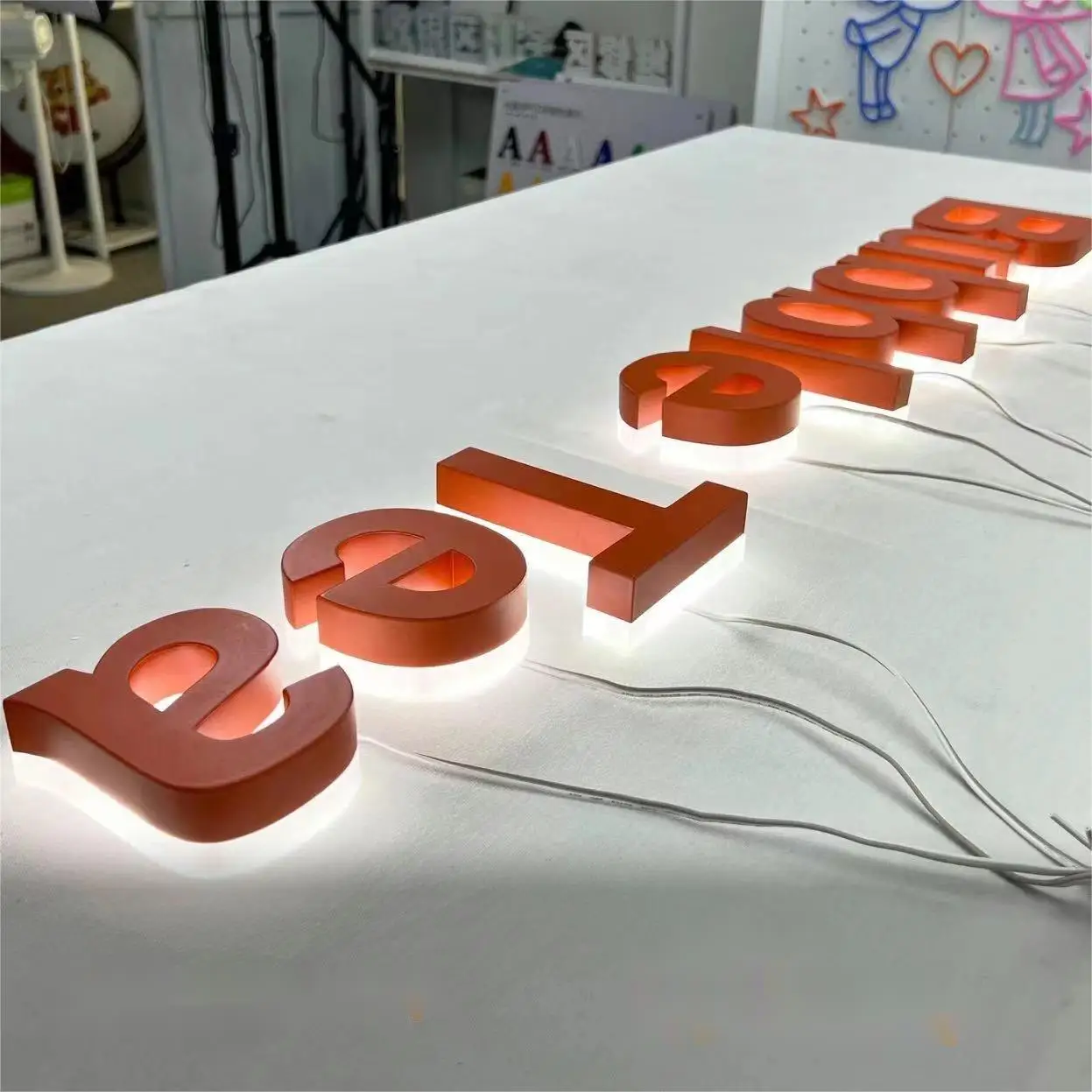 Exquisite made logo halo lit Company Reception Business signage real estate metal letters sign custom