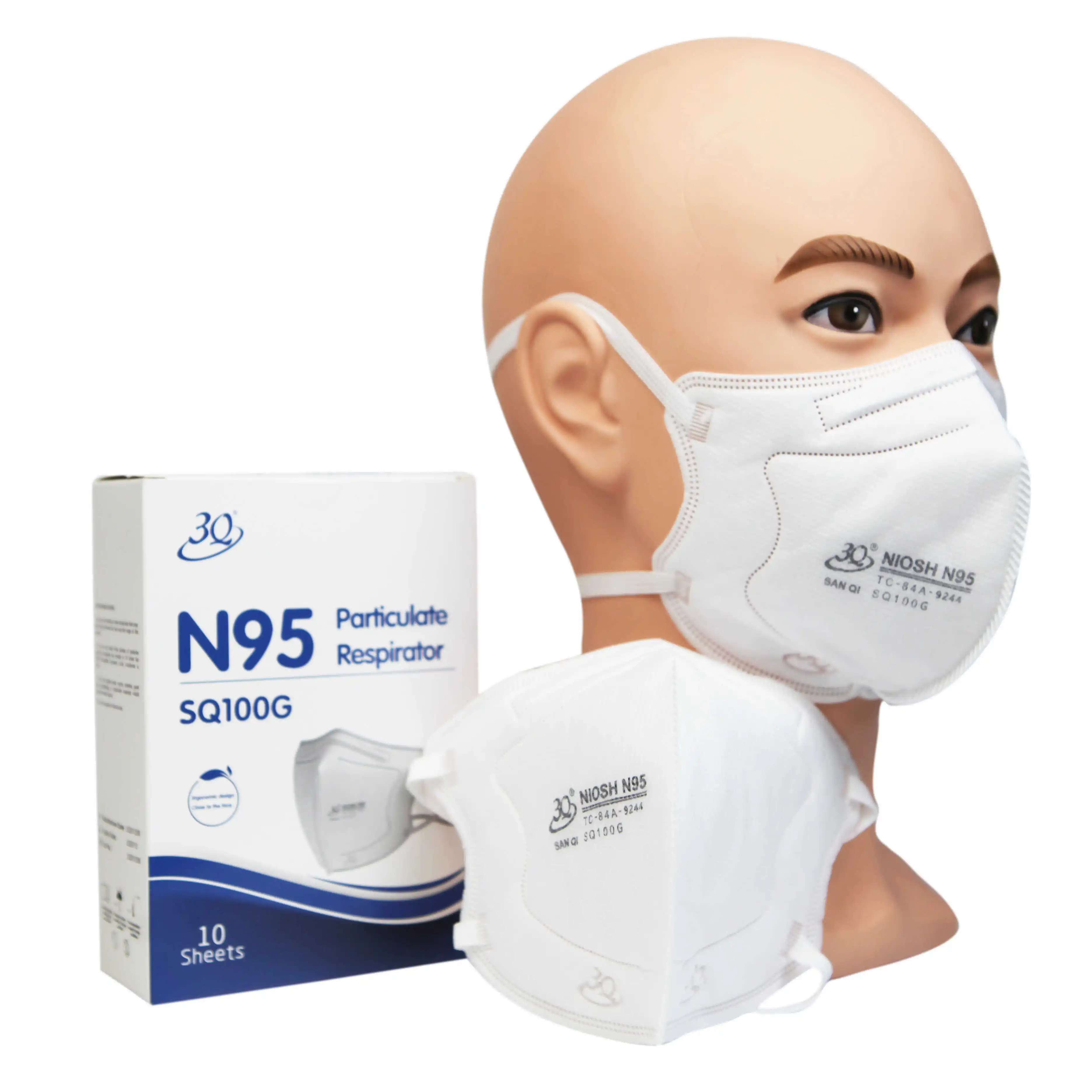 3Q NIOSH dust chemical N95 particulate respirator mask US Certififed headbands folded shape 5 layer disposable N95 facemask