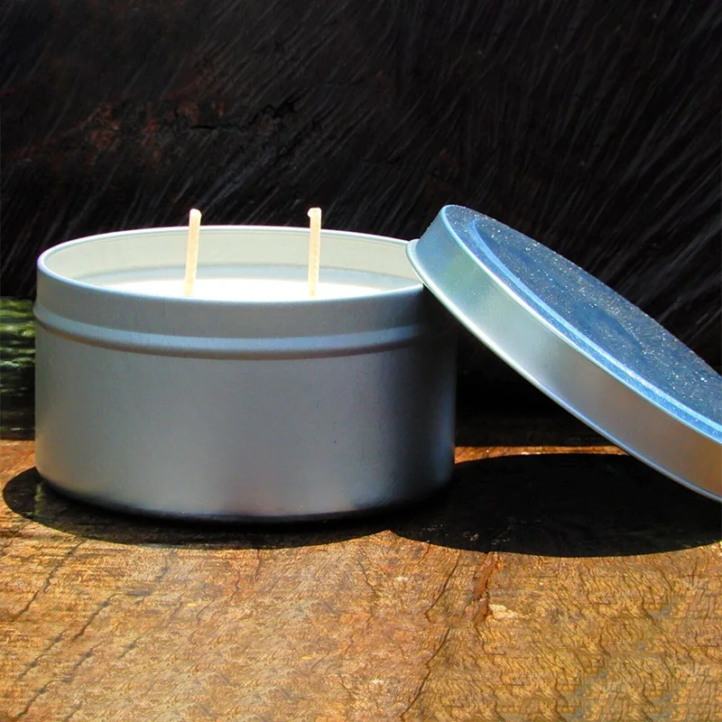 4 унции маленькие круглые белые серебряные матовые черные металлические 2 фитили ароматерапия дешевая цена продвижение краски Жестяная Банка ароматизированные соевые восковые свечи