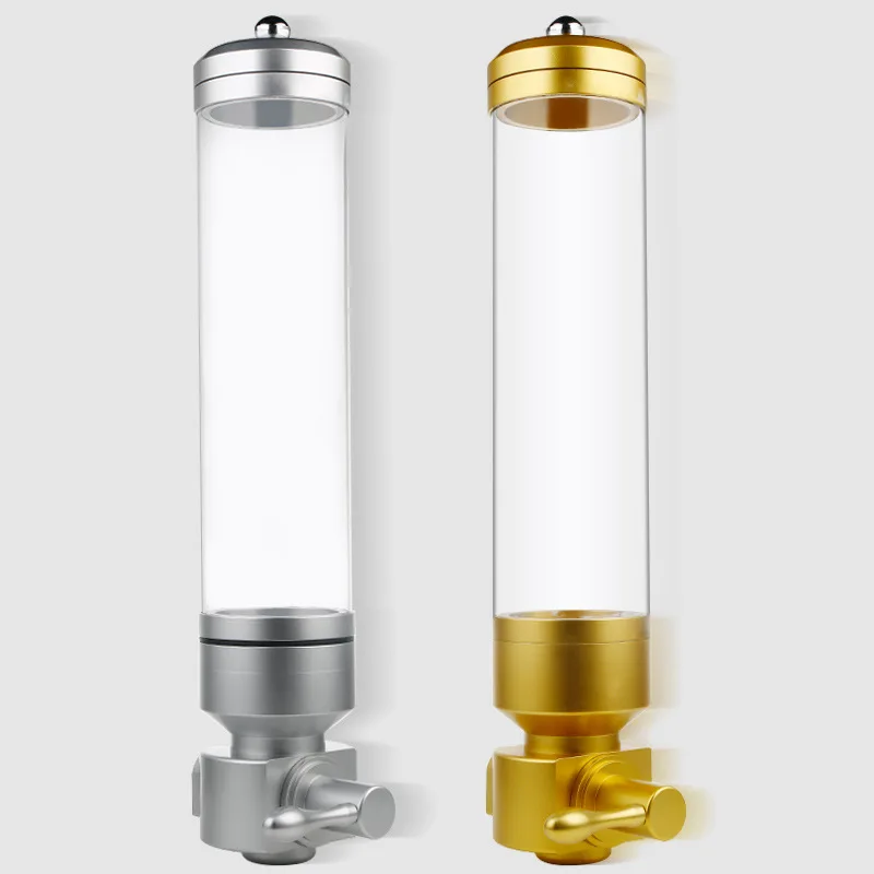 Luxury Acrylic Aluminum Wall Mounted Dry Food Coffee Bean Dispenser Airtight Silo Cereal Storage Dispenser