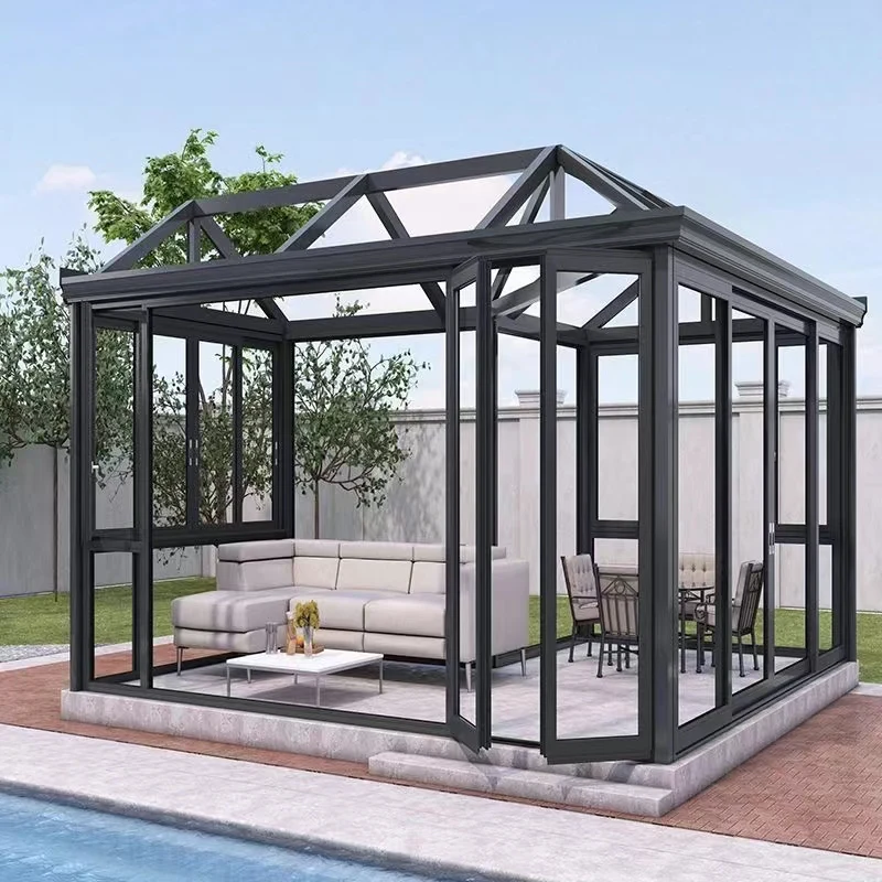 Modular prefab glass sunroom aluminum extrusion patio enclosures sliding doors