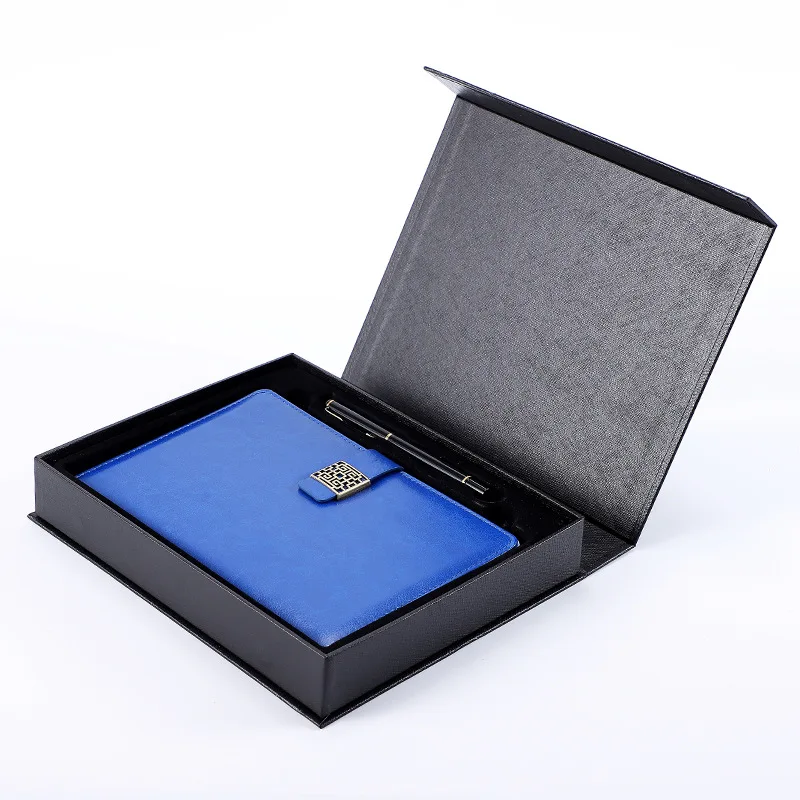 Business A5 notebook retro gift box set notepad buckle leather surface meeting record book custom logo