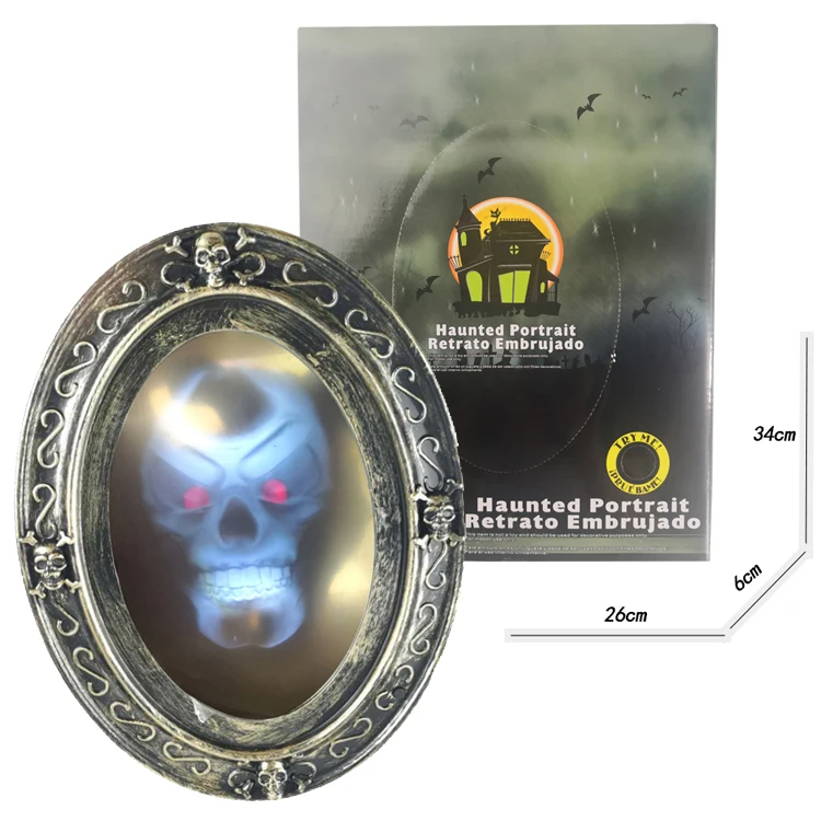 halloween party decoration one-eyed doorbell Activated Creepy Sound-Luminous  with Creepy Portrait Stage mirror