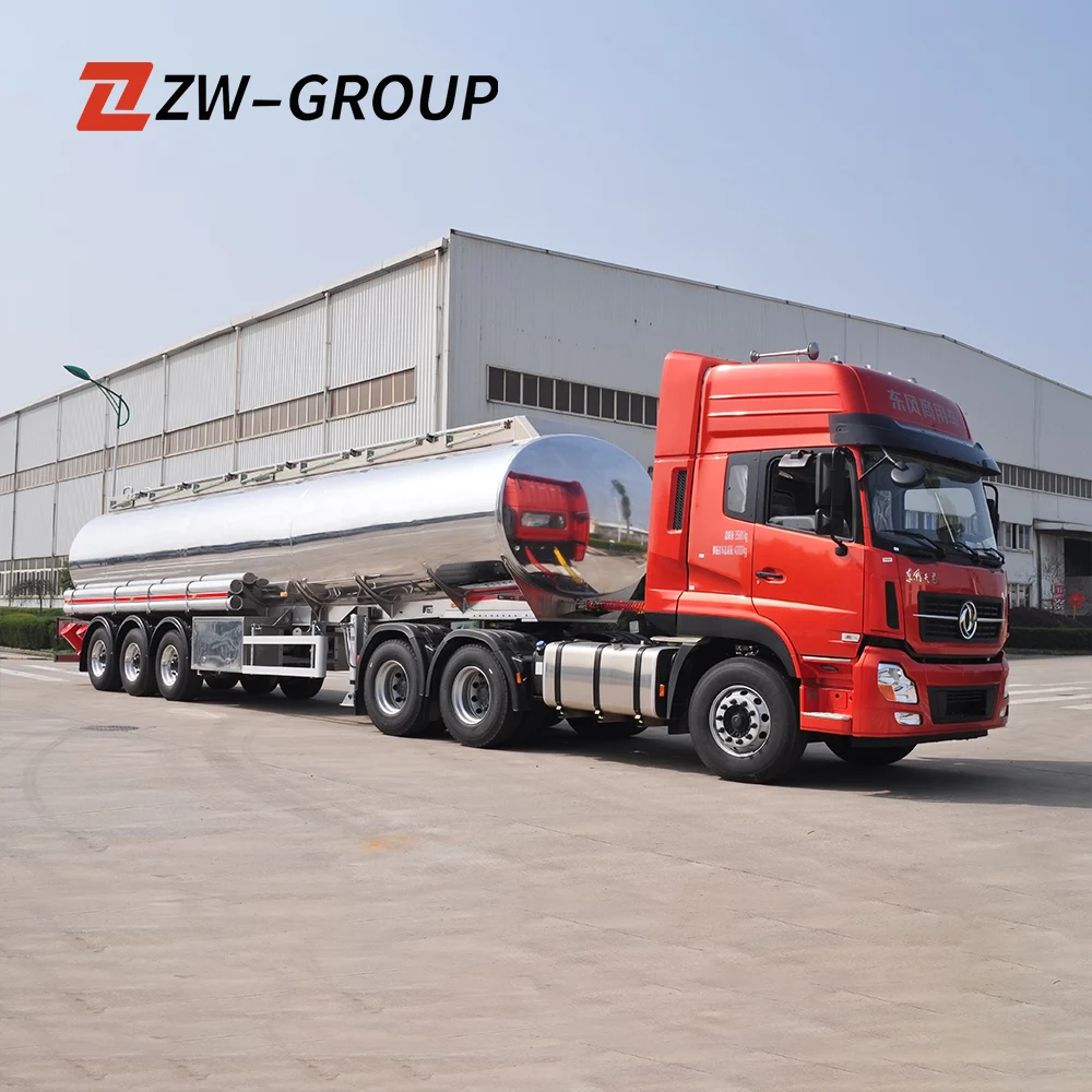 ZW Group 3 Axle 45000L Stainless Steel Tanker Fuel Oil Tanker Semi Trailer for Oman