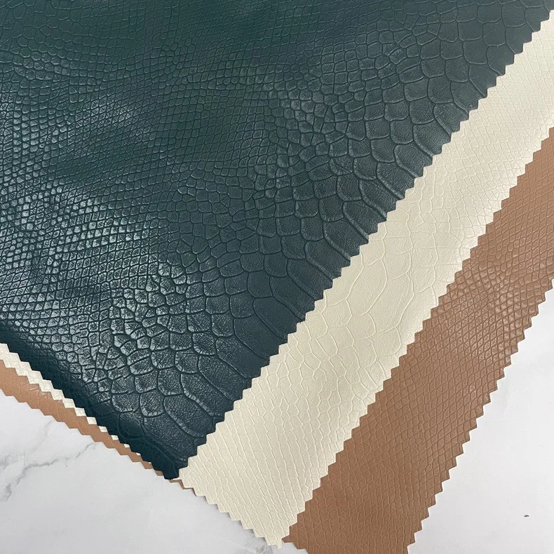 Anti-slip Snakeskin Stretch 0.6 mm Texture Faux Leather Fabric Artificial Synthetic PU Leather Material for Clothes Desk Cloth