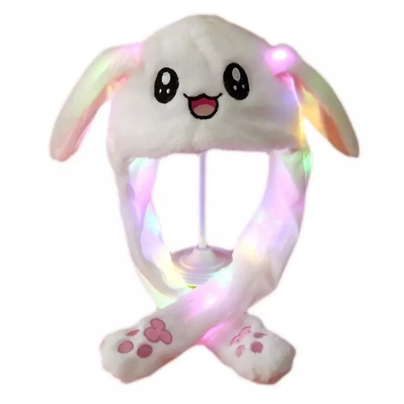 2023 Funny Glowing Warm Hat Animal Air Pumping Rabbit Autumn Winter Moving Ears Bunny Plush Hats