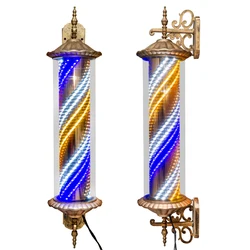 Barber Pole Classic Hair Salon Barber Shop Sign Rotating Illuminated LED Lamp Outdoor Waterproof Barber Pole