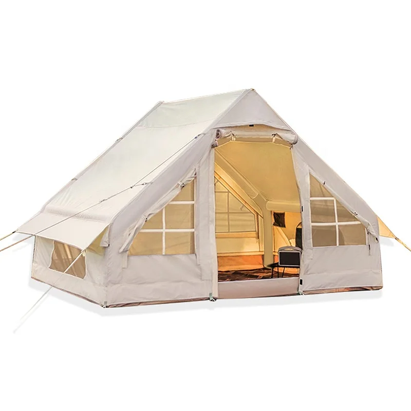 6.3m2 Inflatable Camping Tent, Glamping Tents with Electric Air Pump LED and 12V DC Car& Type-C Connector for inflatable Tent
