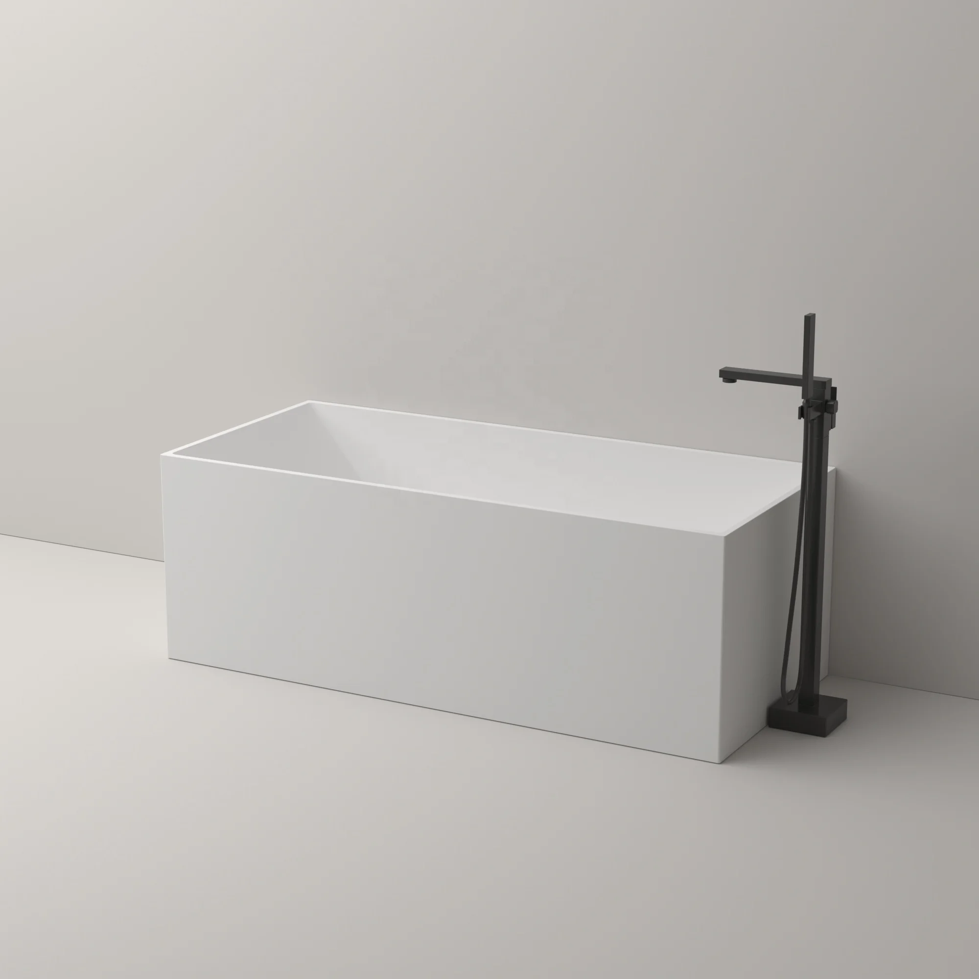 cUPC Fanwin white bathroom solid surface freestanding soaking hot tub artificial stone bathroom bathtub