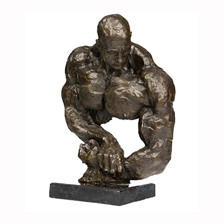 Home decoration metal figure sculpture life size handmade bronze bodybuilder statue for sale