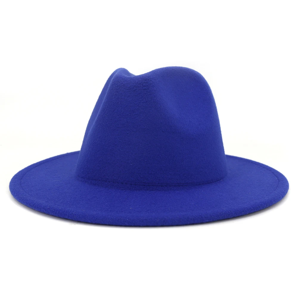 Оптовая продажа винтажная классическая шляпа-Панама из искусственной шерсти и фетра с широкими полями для мужчин женщин
