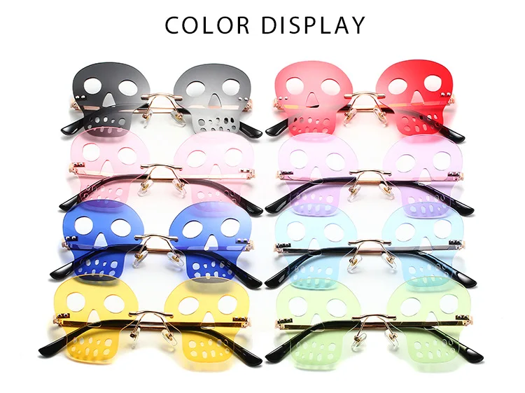 New frameless skull funny sunglasses for Halloween party dances sunglasses Fashion Rimless Lens Sun Sunglasses
