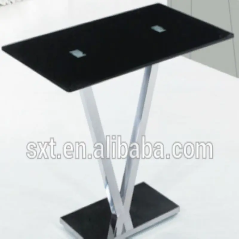 Закаленное стекло обеденный стол v форма ноги дизайн обеденный стол