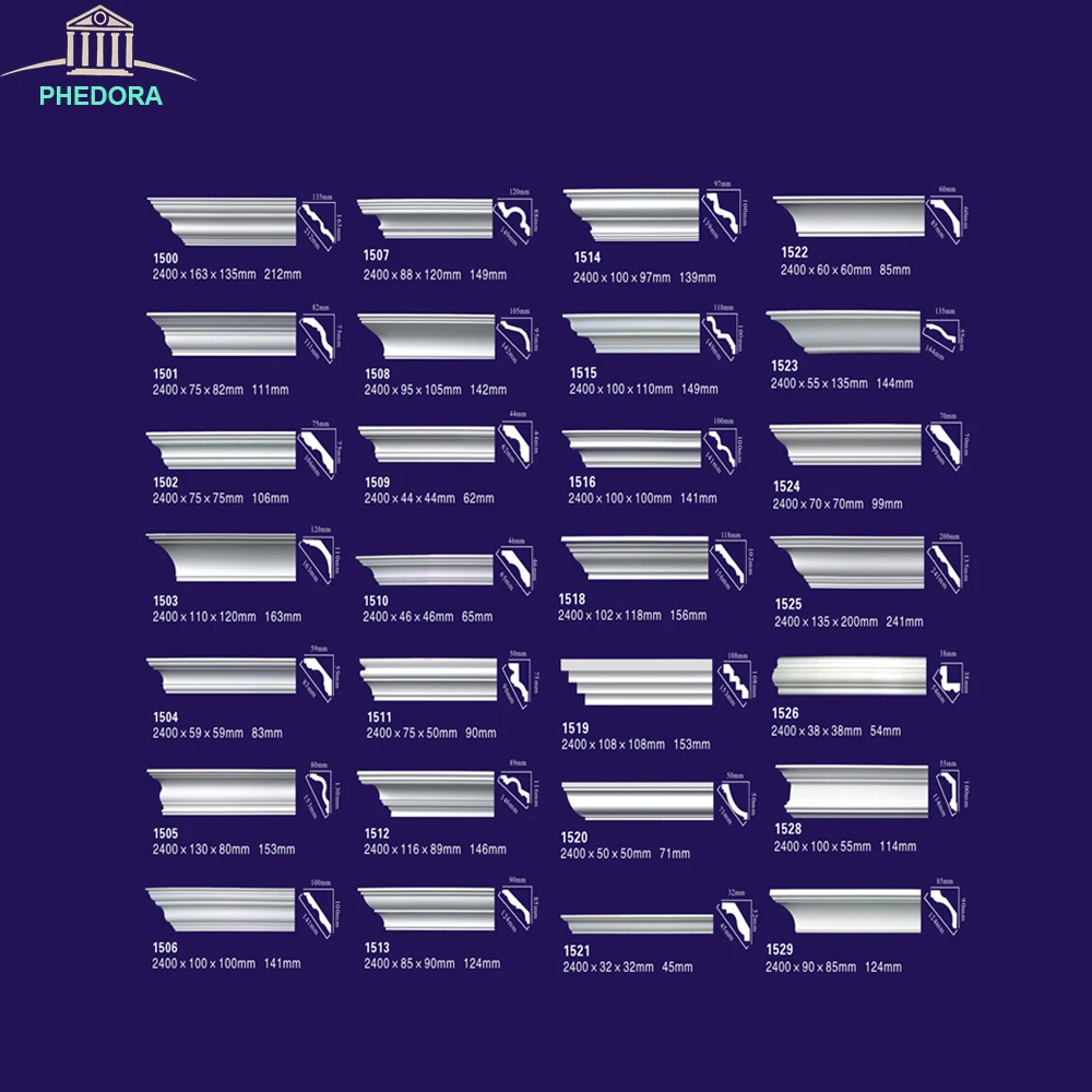 factory cost home decoration accessories polyurethane ceiling cornice mouldings pu interior ceiling materials flat crown moulds